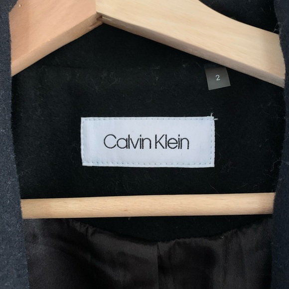 Calvin Klein black wool belted winter coat - Picture 3 of 9